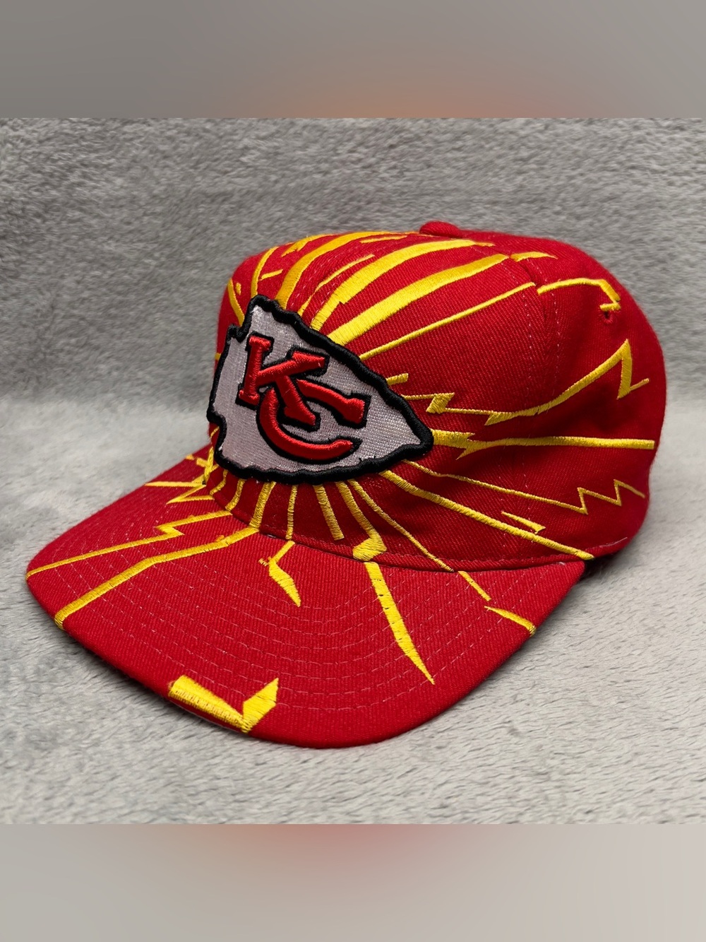 Vintage 90s Kansas City Chiefs Shockwave Starter Pro Line Snapback Wool Hat
